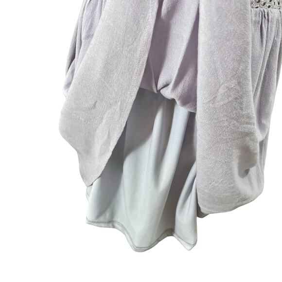 TOBI Lavender Purple Casual ButtonFront Mini Dress Eyelet Crochet Waist Sundress - Picture 7 of 10